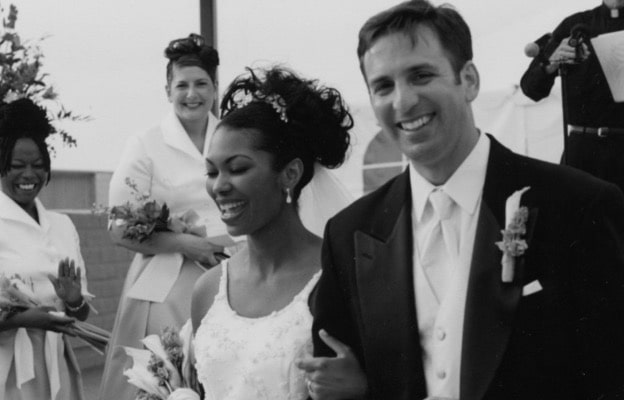 Happy wedding photo of Tony Berlin and Harris Faulkner