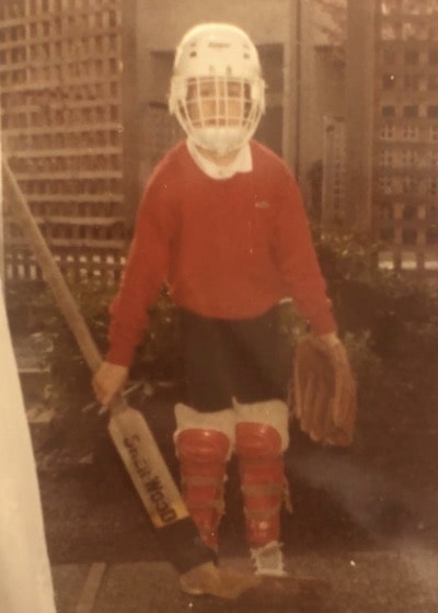 Photo of David Lemanowicz playing ice hockey as a child