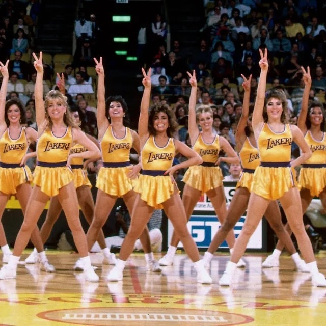 Laker Girls, center is Paula Abdul